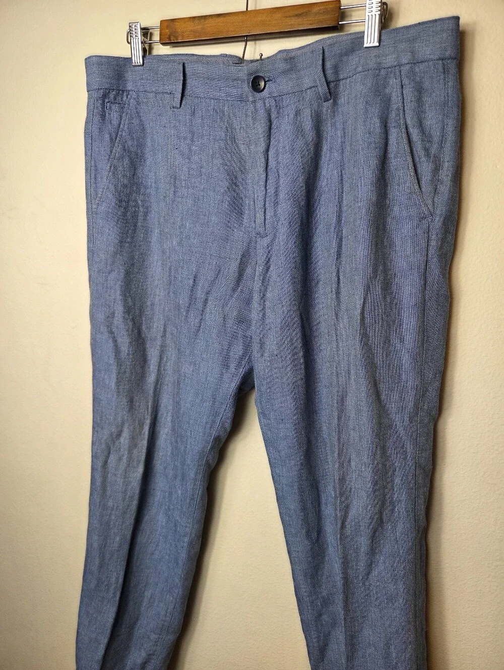 Banana Republic Men's Pants 36x30 Blue Linen Cotton Aiden Fit